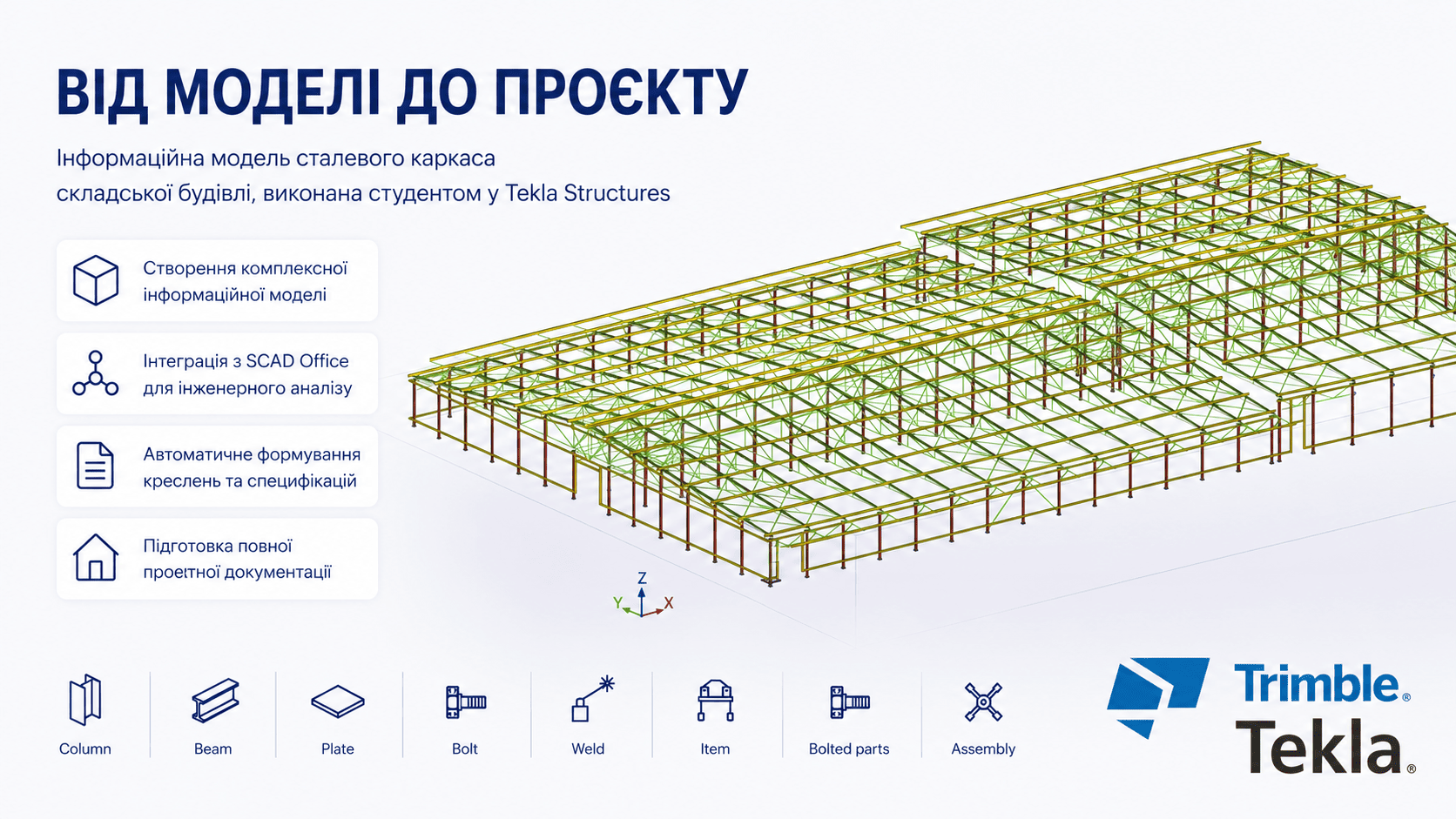 Информационная модель стального каркаса — пример внедрения Tekla Structures в образовательный процесс ХНУГХ им. Бекетова